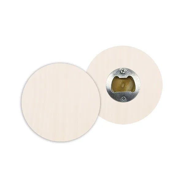 Pop-a-Top Wood Coasters with Bottle Opener Back (3.75")