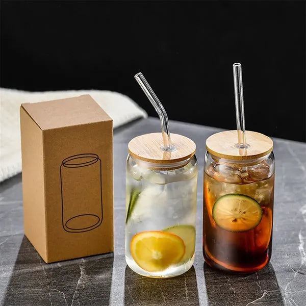 16 Oz High Temperature Resistant Glass Straw Cup