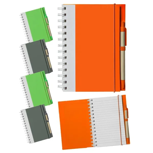 Union Printed Eco Spiral Notebook w/Matching Pen- Full Color