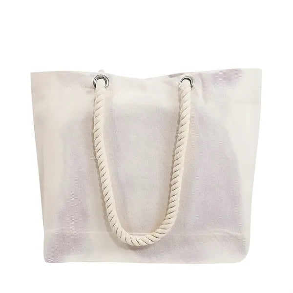 Tote Bag Canvas Beach With Fancy Rope Handles