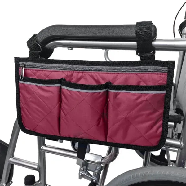 Wheelchair Armrest Side Storage Bag with Reflective Stripe