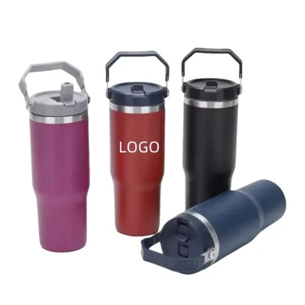 30 oz Stainless Steel Tumbler with Handle and Straw