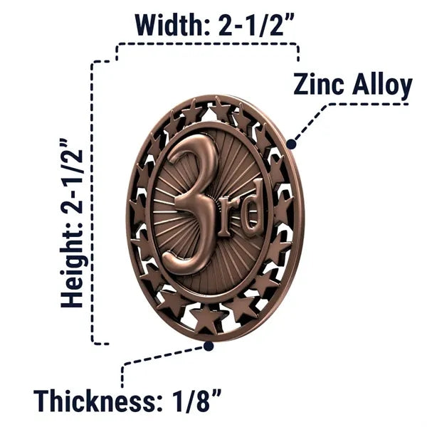 2 1/2" 3rd Place Star Medal
