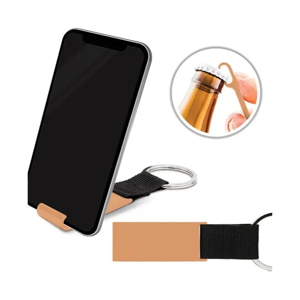 Bottle Opener Phone Stand w/Keychain
