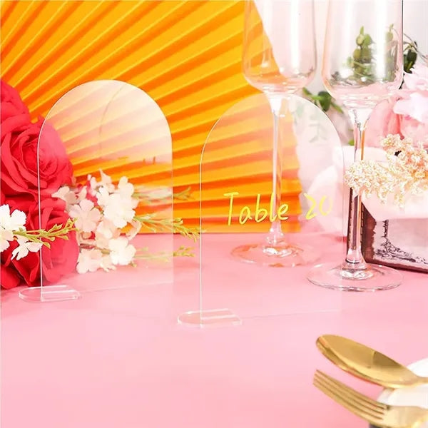 Clear Arch Acrylic Table Numbers Sign DIY Sheet with Base