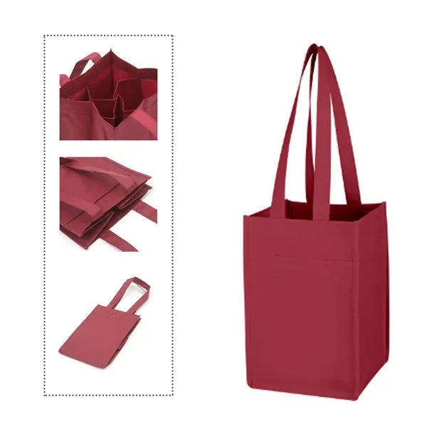 Non-Woven 4 Bottle Wine Tote Bag