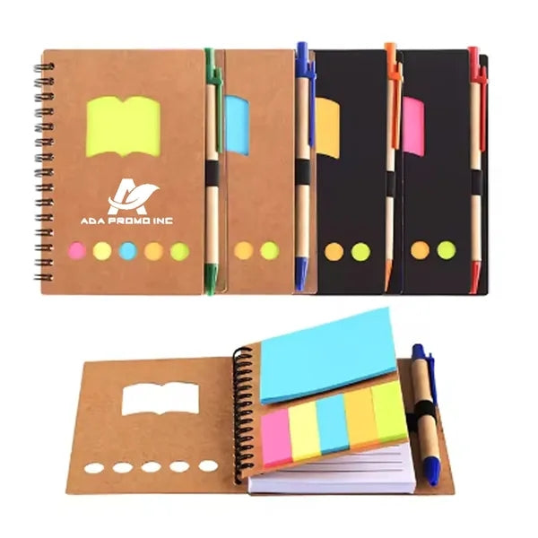 Spiral Notebook with Pen In Holder and Tabs