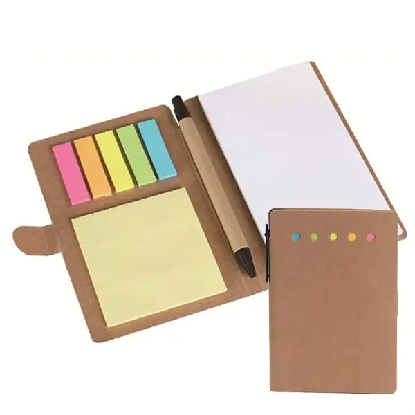 Recycled Notepad Notebook with Sticky Note & Pen