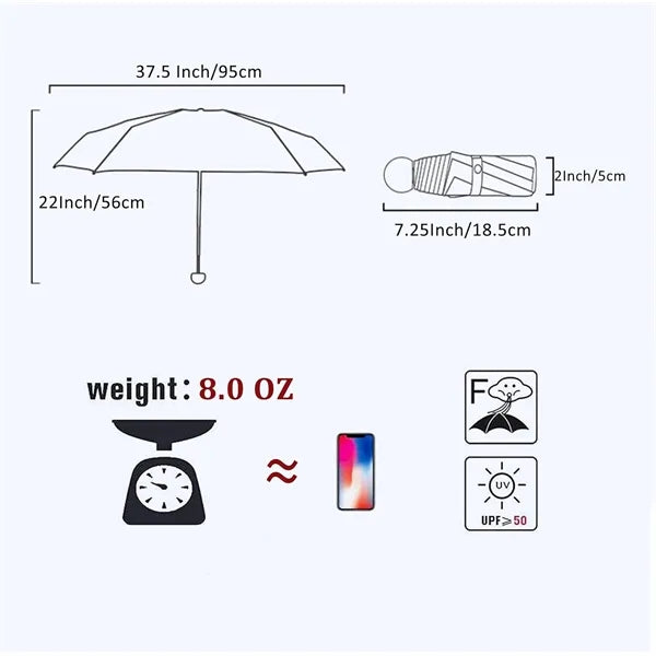 Travel Mini Umbrella for Purse With Case-Small Compact UV