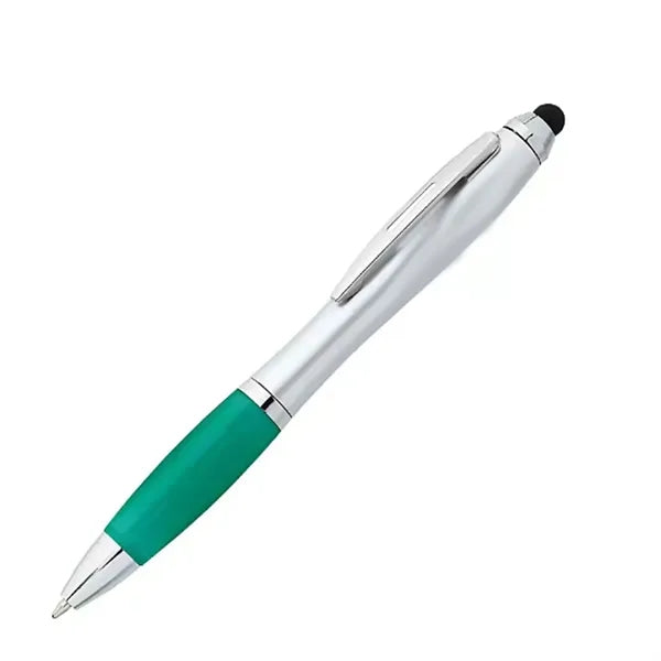 Twist Action Silver Stylus Pens w/Colored Rubber Grip