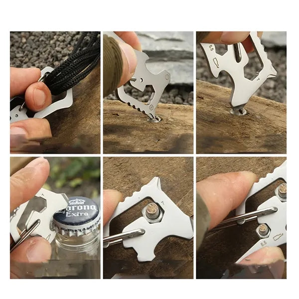 7 in 1 EDC Life Saving Card Carabiner Multitool Keychain