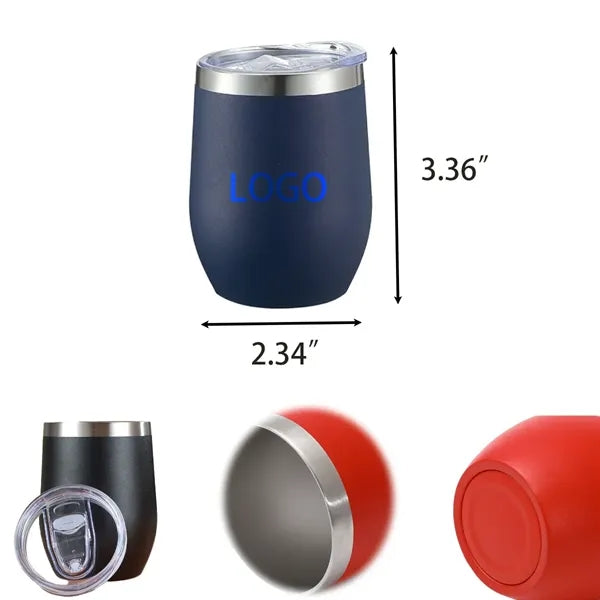 12oz Stainless Steel Eggshell Cup With Airtight Lid