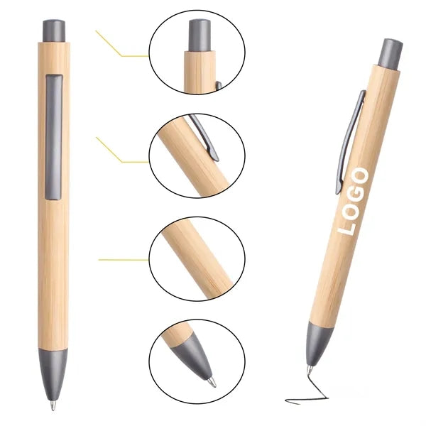 Eco-Friendly Bamboo Click Retractable Ballpoint Pen