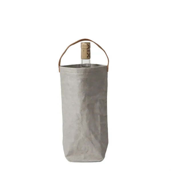 Washed Kraft Paper Single Bottle Wine Tote Bag