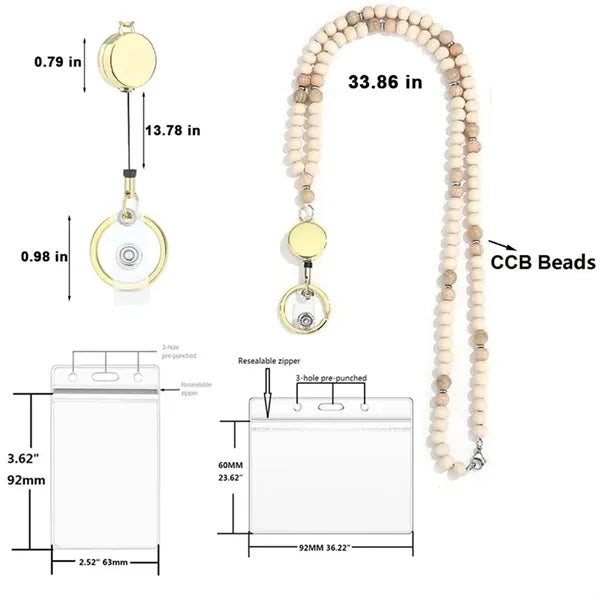 Retractable Lanyard for ID Badge wih 1 keychain and 2 covers