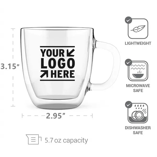 5.7 OZ Double Wall Insulated Glasses Espresso Coffee Mugs