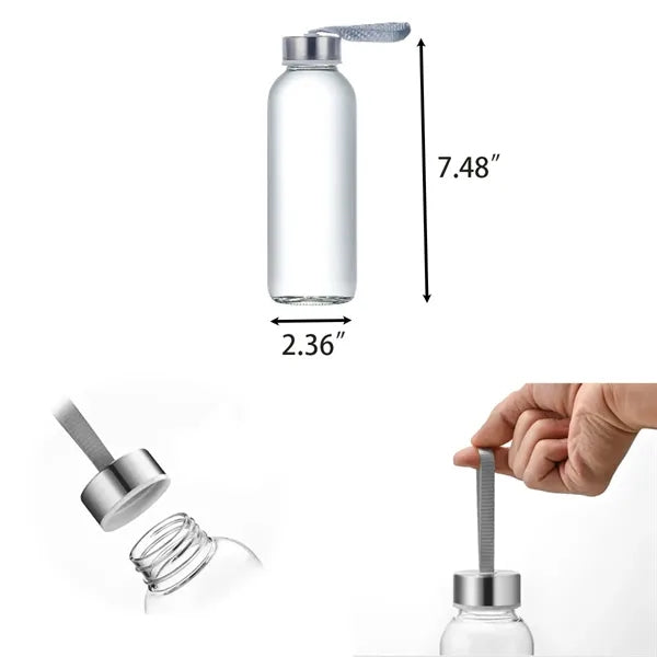 Portable Glass Water Bottle With Stainless Steel Lid