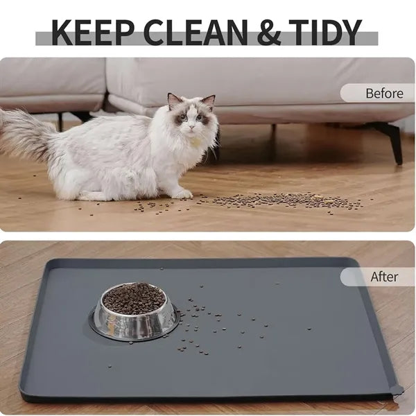 Waterproof Pet Feeding Mat With High Raised Edges