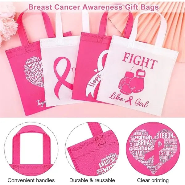 Breast Cancer Awareness Pink Laminated Tote - Screen Print