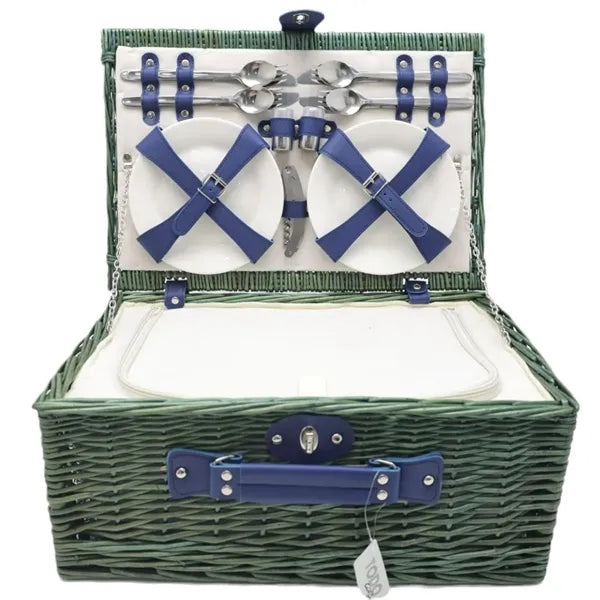 Rattan Woven Picnic Basket with Cutlery