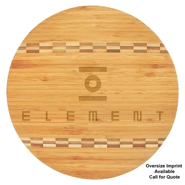 11 3/4" Round Bamboo Cutting Board with Butcher Block Inlay