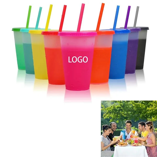 Mood Color Changing Stadium Cup with Lid & Straw