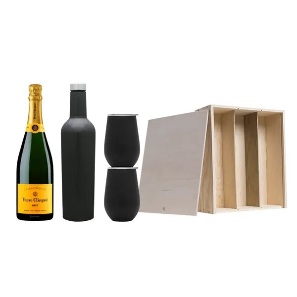 Wine Growler & Tumbler Set with Wooden Box and Bottle Slot