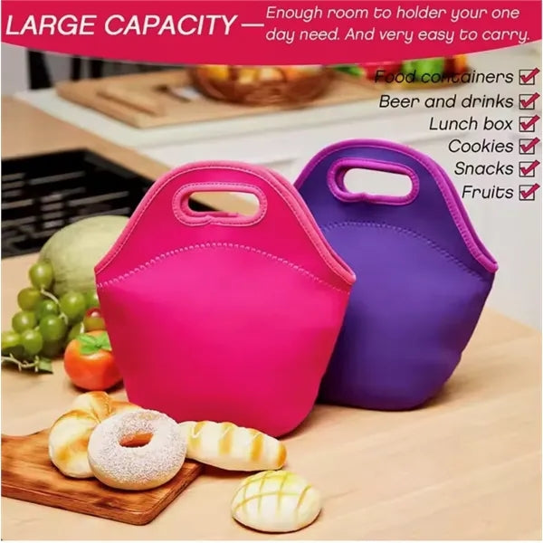 Neoprene Waterproof & Insulated Lunch Tote Bag with Zipper