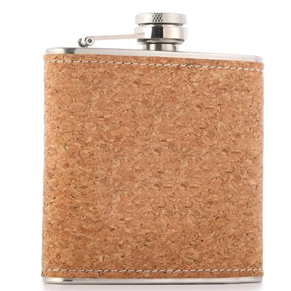 6Oz Wood Grain Stainless Steel Hip Flask