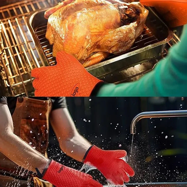 Kitchen Double-Layer Heat Resistant Oven Baking Gloves