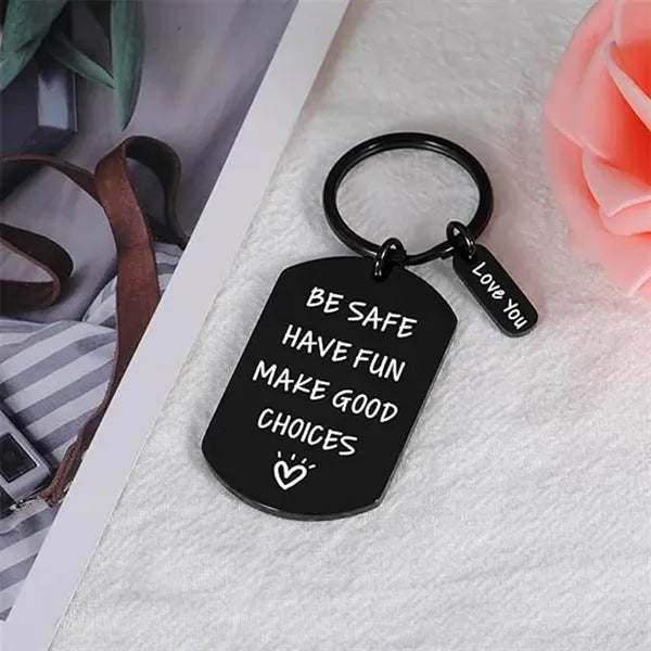 Stainless Steel Square Pendant Keychain
