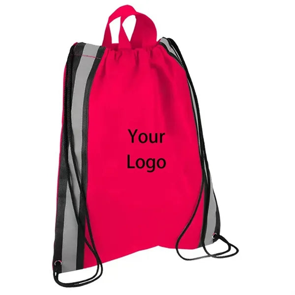 210D Poly Reflective Stripes Drawstring Backpack