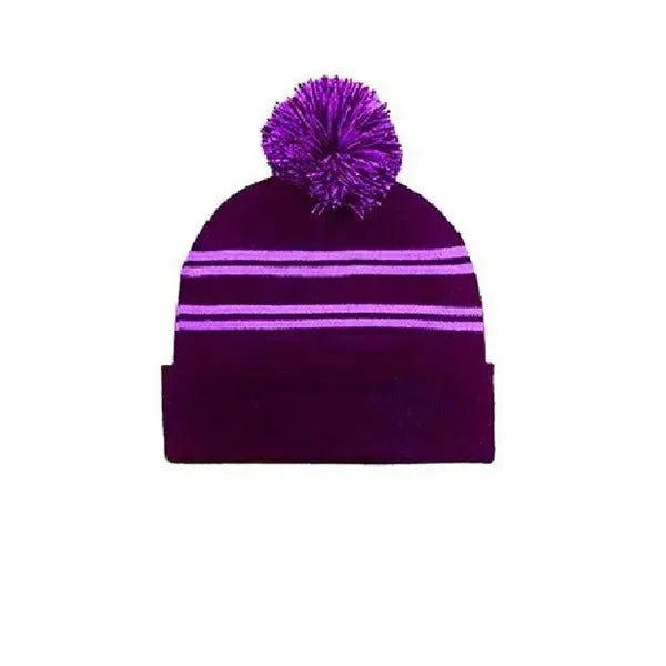 Acrylic Knit Beanie Cap With Pom