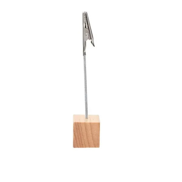 Sign Holder With Alligator Clip And Wood Base