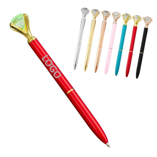 Metal Ballpoint Pen With Diamond Detail