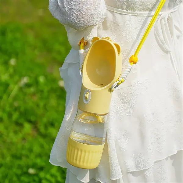Portable Pet Water Bottle with Food Container