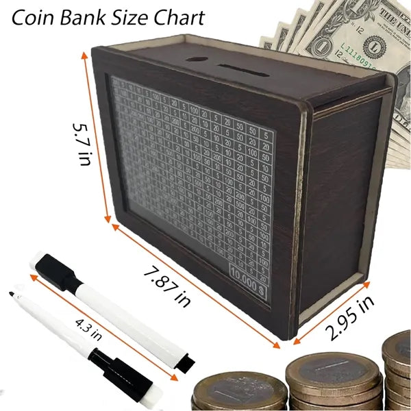 Cash Vault Wooden Money Savings Box