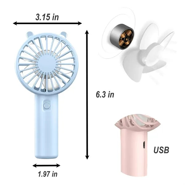 Cute Design Powerful Wind Handheld Rechargeable Battery Fan
