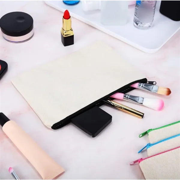 Portable multifunctional canvas zipper stationery makeup bag