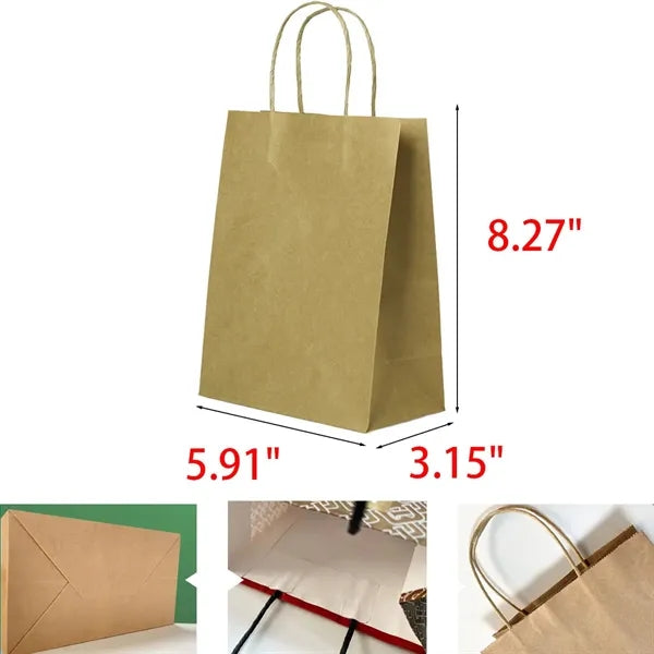 Brown Paper with Handles Kraft Shopping Bags