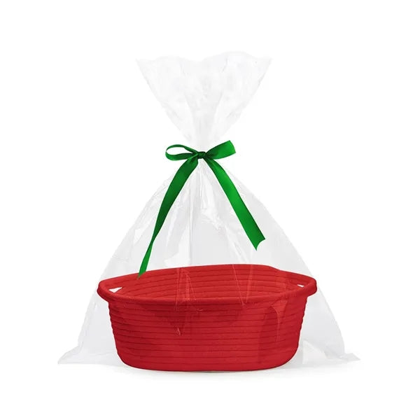 Small Woven Basket with Gift Bags and Ribbons