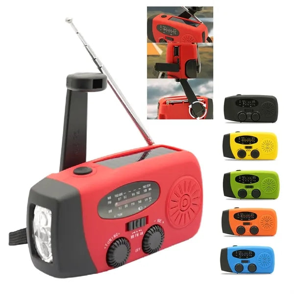 Emergency Flashlight Radio Hand Crank Solar W/ Power Bank
