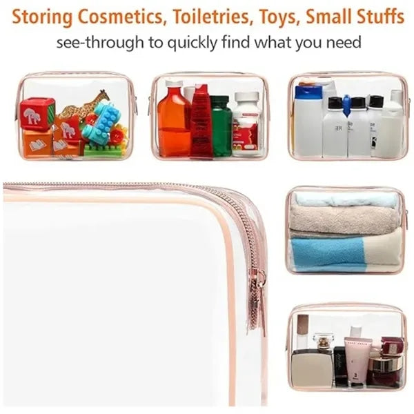 PVC Clear Waterproof Toiletry Bag for Travel and Makeup