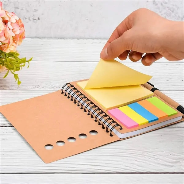 Pocket Spiral Notebook with Sticky Notes&Pen