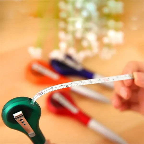 Plastic Ballpoint Pen with Retractable Tape Measure