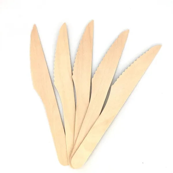 Disposable 6.5" Natural Birchwood Wooden Knives