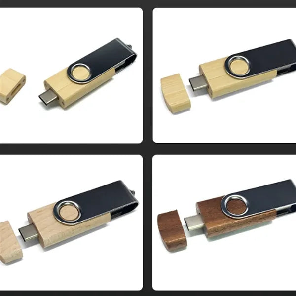 Portable practical wooden rotating memory USB flash drive