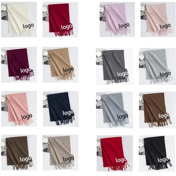 MOQP50PCS 100% Wool Scarf Soft and Warm with Fringed Edges