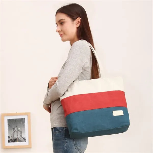Women's Canvas Shoulder Handbag Summer Beach Tote Bag