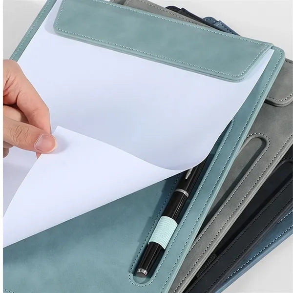 A4 PU Leather Clipboard & File Folder with Elastic Pen Loop